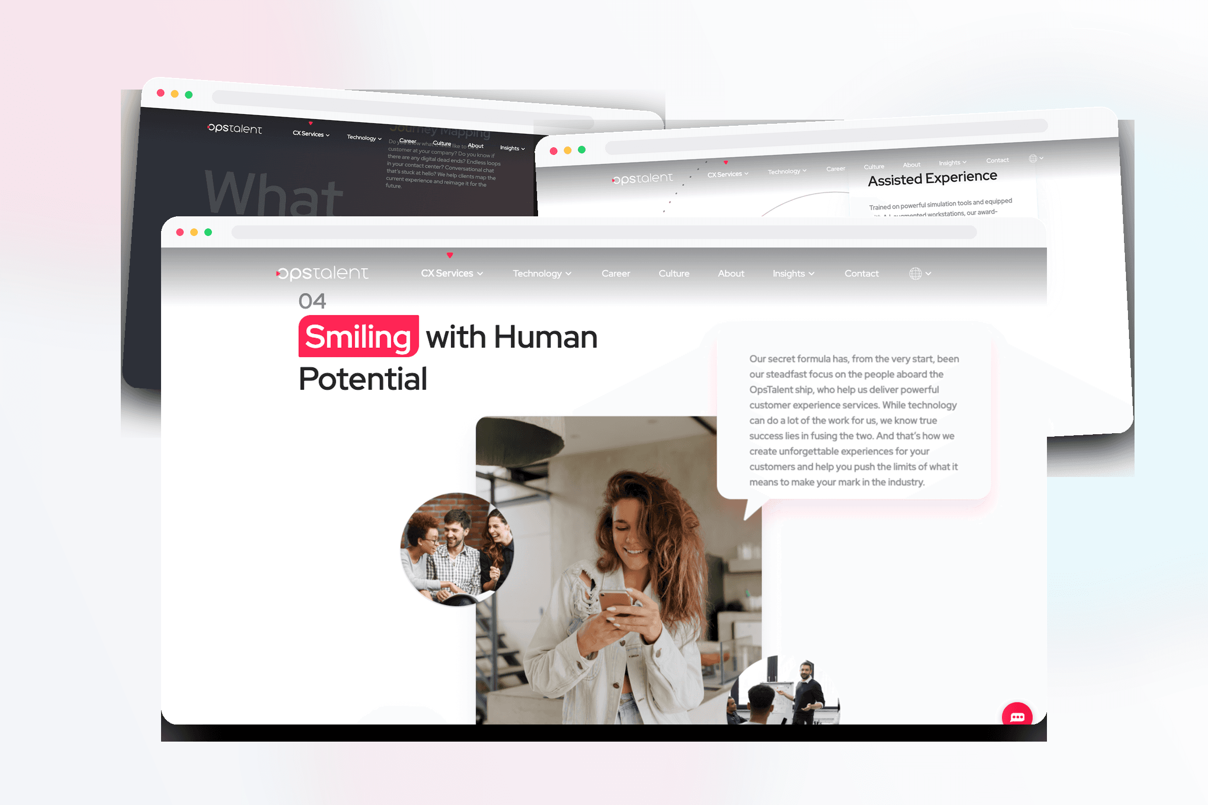 OpsTalent responsive B2B website across desktop and mobile layouts